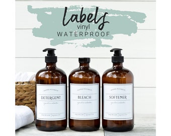 4x4 SIGNATURE Labels - Waterproof Vinyl Labels - Large Laundry Labels - Detergent, Softener, Bleach Labels - 32oz Large Bottle Labels