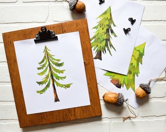 Trees, Pine Tree Art, Printable Nursery Art, Set of 3 Trees, Woodland Nursery, Printable Christmas Tree, Christmas Printable