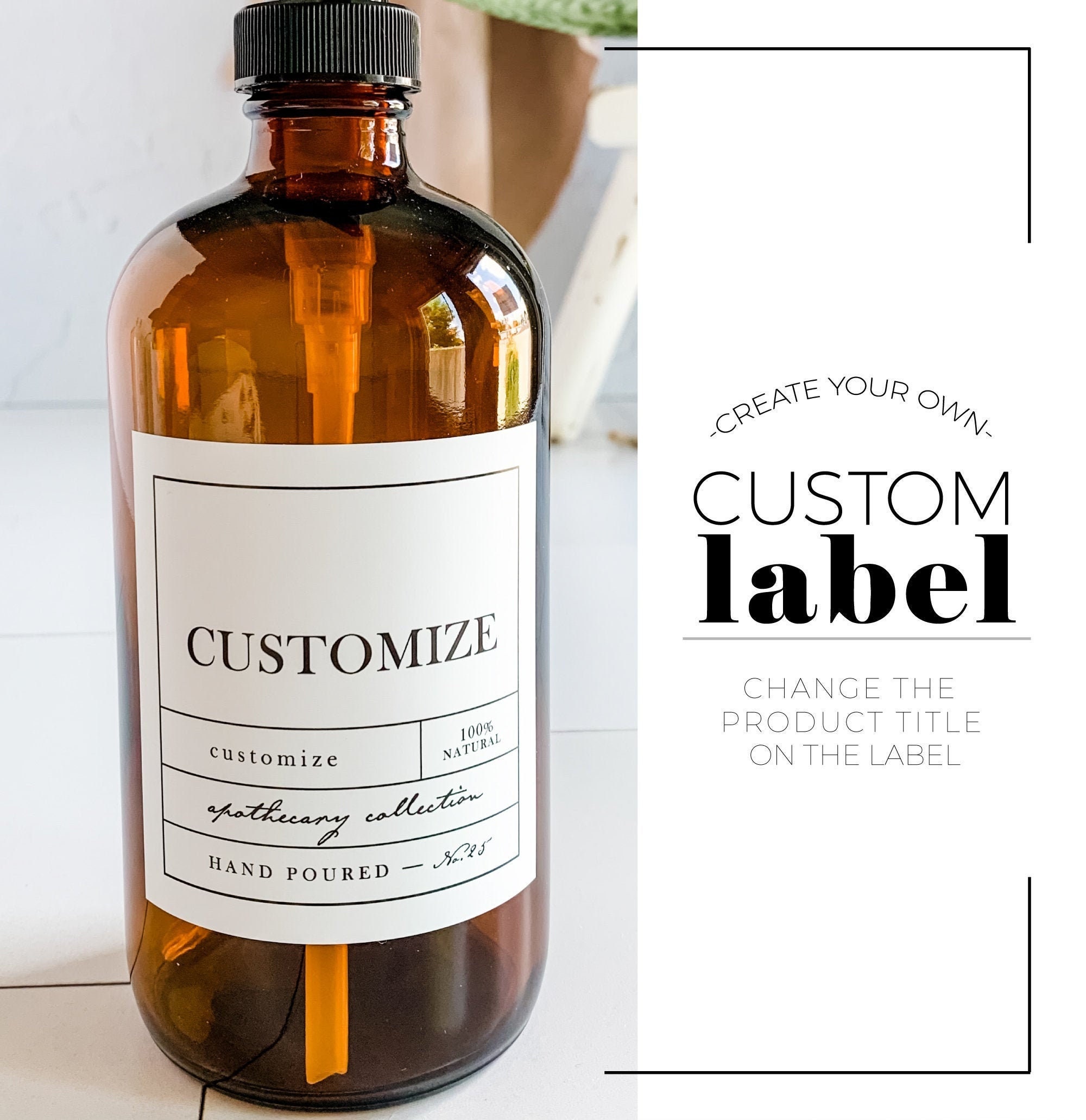 Custom 8oz Amber Glass Jar Candle Style - Choose Your Label Design