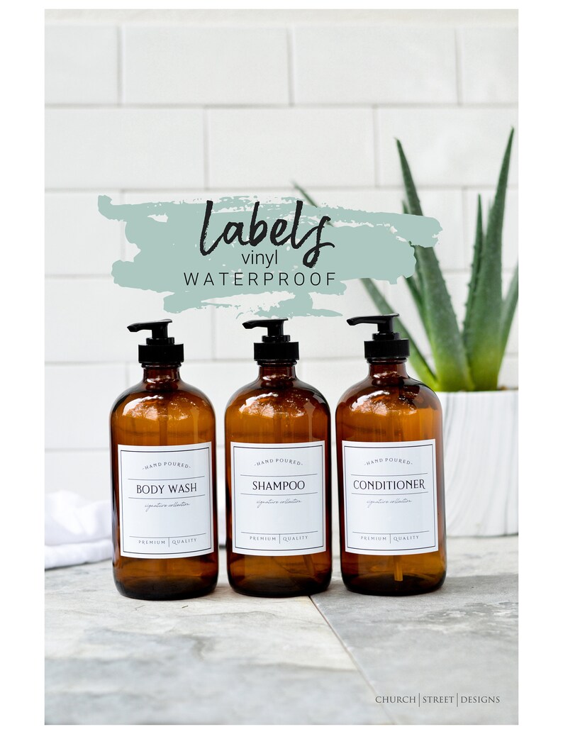 3 Labels Waterproof Vinyl Labels Shampoo Conditioner Etsy
