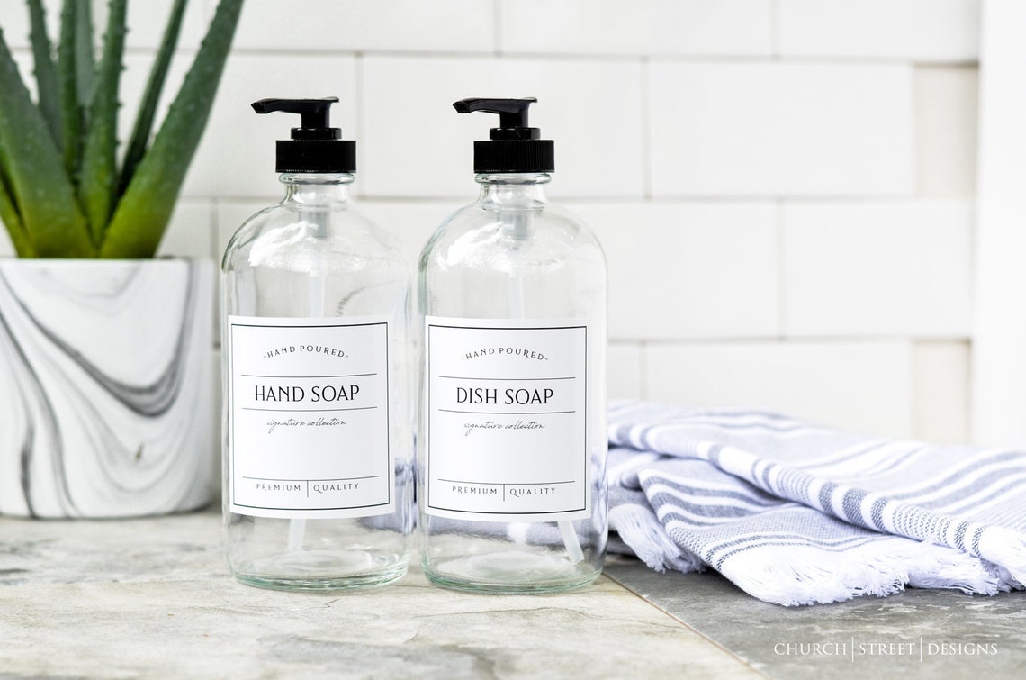 16oz Glass Dish Soap and Hand Soap Combo Soap Bottles With Etsy