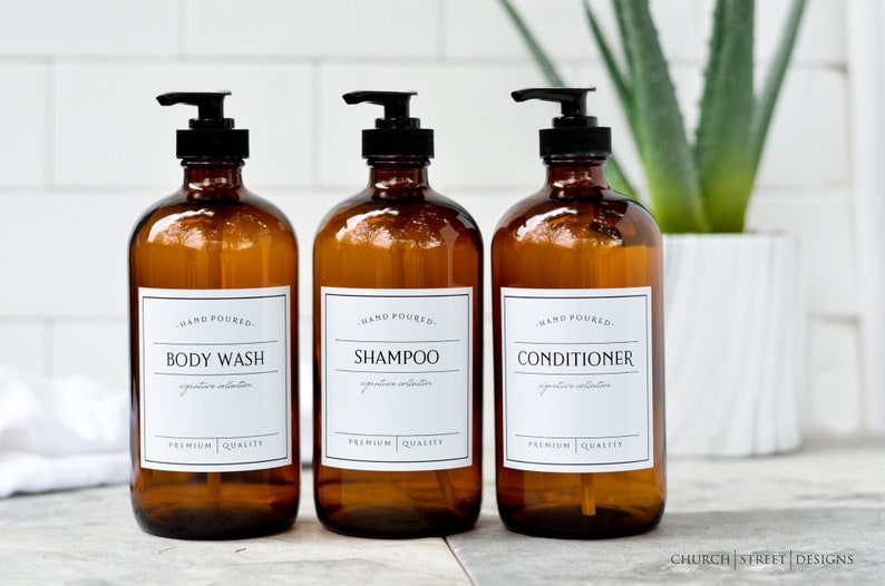 16 oz Brown Bottle FREE SHIPPING 16 oz Glass Shampoo Bottles Refillable