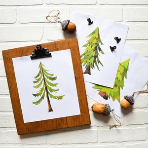 Trees, Pine Tree Art, Printable Nursery Art, Set of 3 Trees, Woodland ...