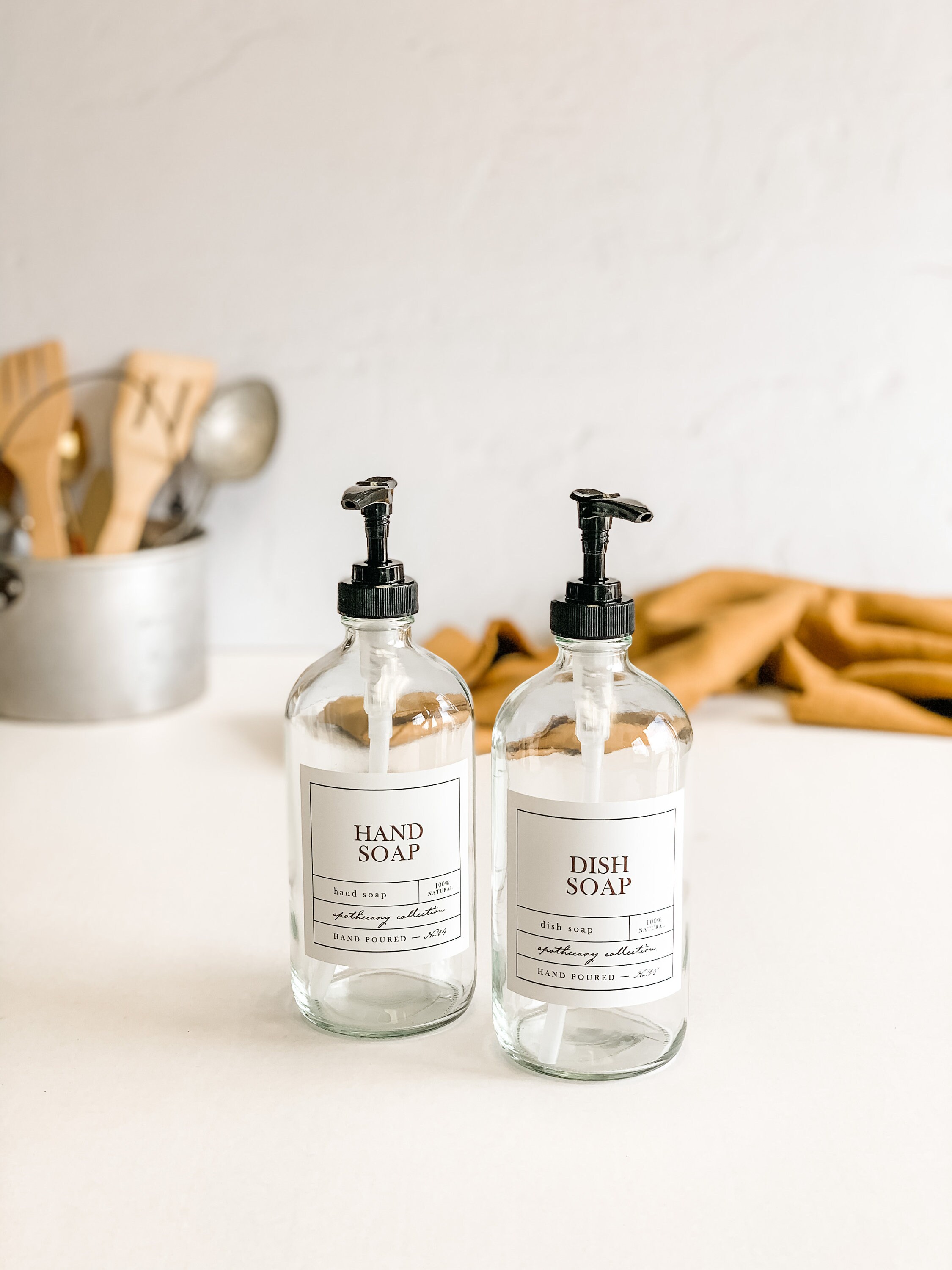 CLEAR Set of 2 16oz Glass Dish Soap and Hand Soap Set Etsy