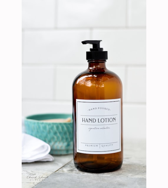 Download 16oz Amber Glass Hand Lotion Bottle With Pump Waterproof Etsy