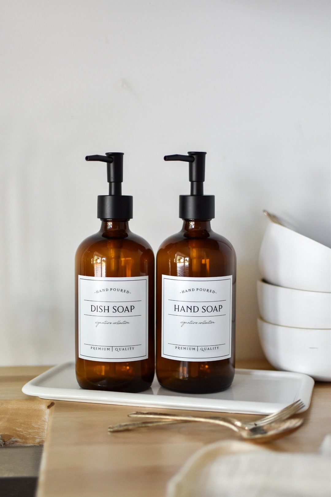 Minimalist Collection - Amber Glass Ivory Hand Wash, Dish Soap or
