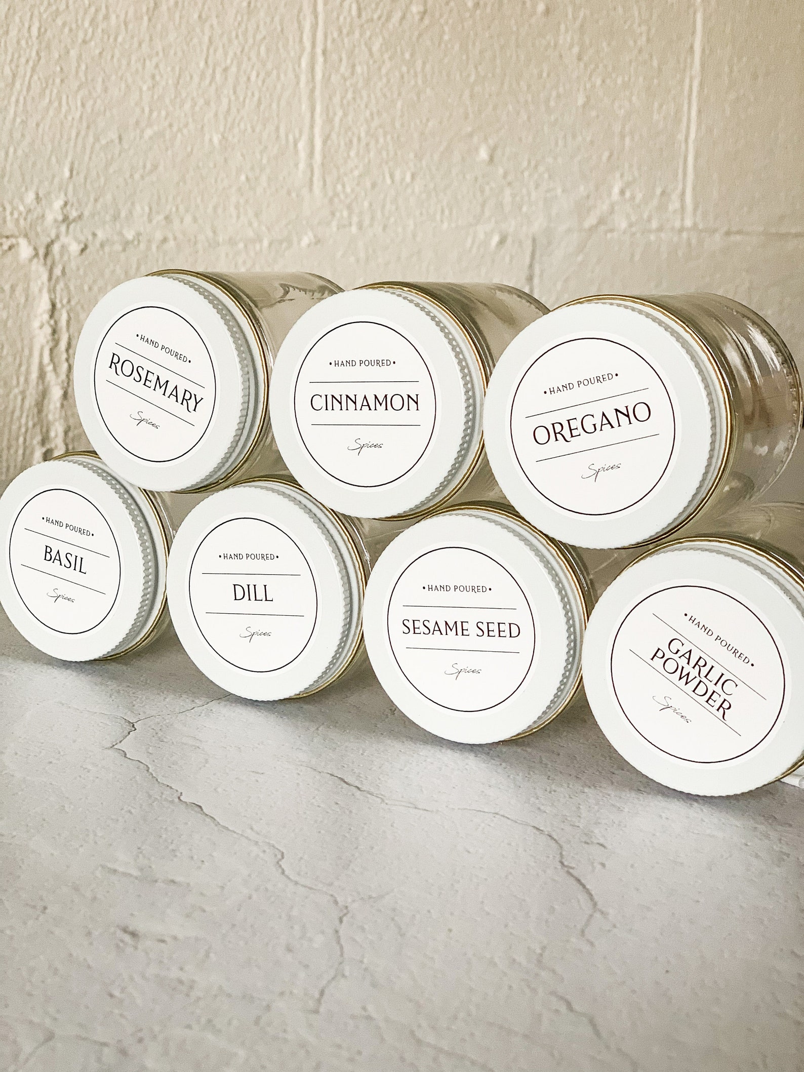Round Spice Labels Set of 12 Vinyl Waterproof Spice Lid Etsy