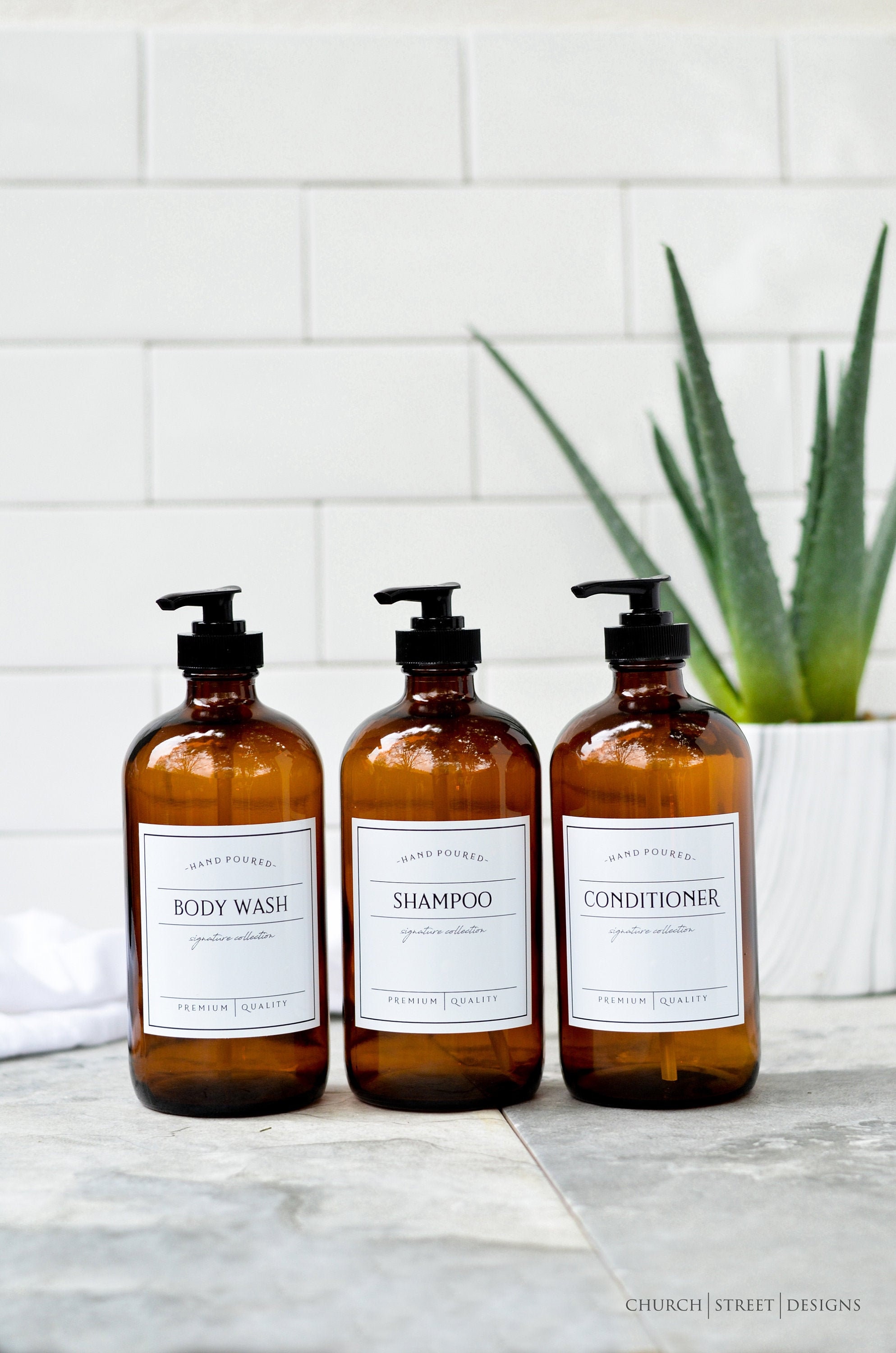 16 oz Glass Shampoo Bottles Shampoo and Conditioner Bottles Etsy