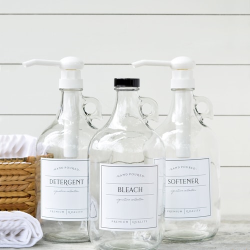 CUSTOM 1/2 Gallon Clear Glass Refillable Laundry Bottle With Etsy
