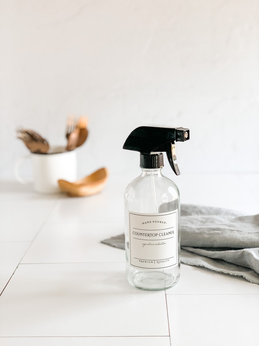 16oz CLEAR Glass Spray Bottle COUNTERTOP CLEANER Spray Bottle Glass