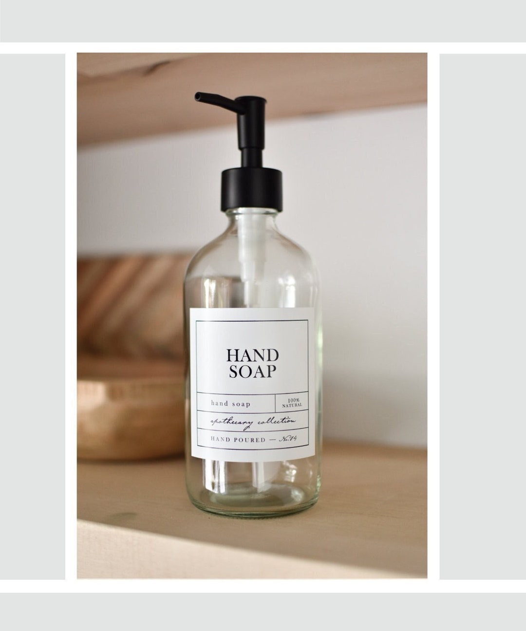 16oz CLEAR Glass Bottle, Hand Soap, Lotion, Hand Lotion, APOTHECARY