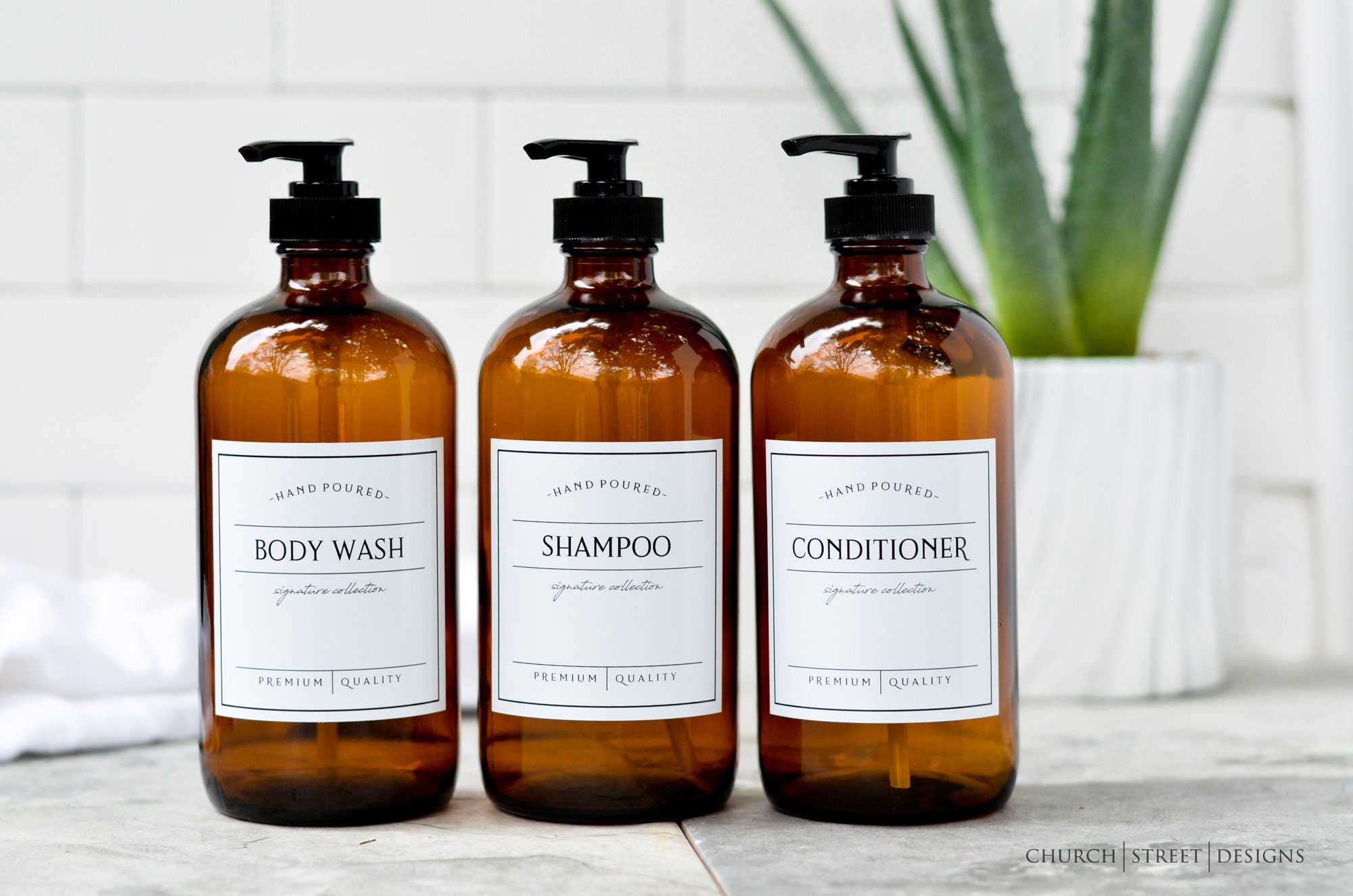16 oz Glass Shampoo Bottles Shampoo and Conditioner Bottles Etsy