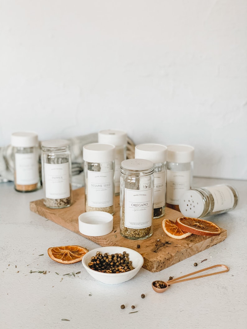 Spice Jars Set of 6 Spice Jars with Waterproof Labels Etsy