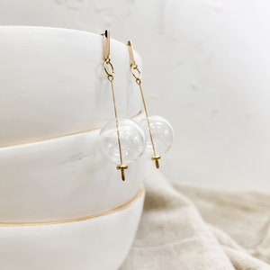 Hand Blown Glass Dangle Earrings | Glass Bubble Earrings | Glass Globe Earrings | Gold and Glass Earrings | Bridesmaid Jewelry