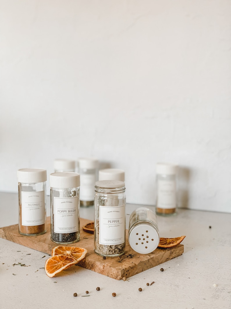 Spice Jars Set of 6 Spice Jars with Waterproof Labels Etsy