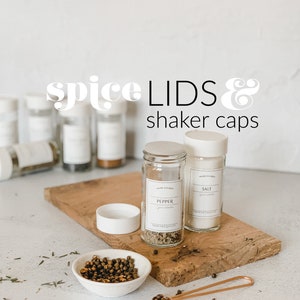 Replacement Lids and Shaker Tops for 4oz Glass Spice Jars,  Metal & Plastic Spice Jar Lids