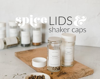 Replacement Lids and Shaker Tops for 4oz Glass Spice Jars,  Metal & Plastic Spice Jar Lids