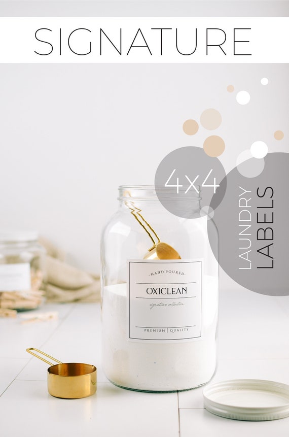 4x4 SIGNATURE Style Labels - Laundry Labels - Laundry Organization - Vinyl Labels - Canister Labels - Jar Labels - Labels for Bins