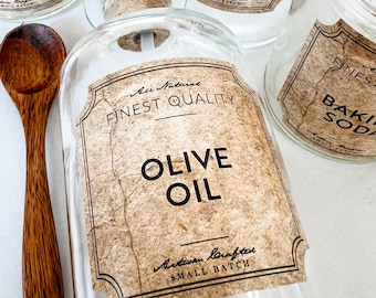 Vintage Labels | Customize the Titles | Pick Your Label Size |  Vinyl Waterproof Labels | Custom Vintage Style Labels & Stickers | Oil proof
