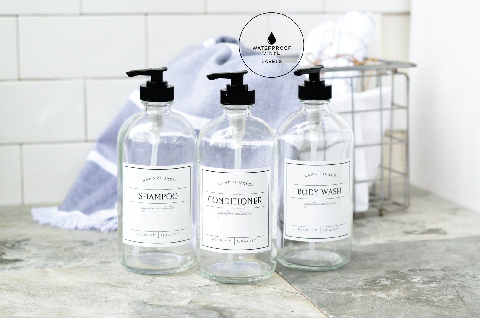 3 Labels Waterproof Vinyl Labels Shampoo Conditioner Etsy