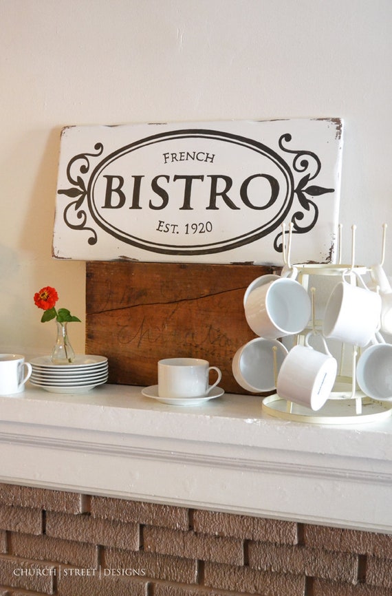 Shabby Chic Wall Decor Hand Painted Bistro Sign Customize | Etsy