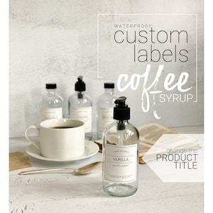 Custom SIGNATURE Coffee Syrup Labels - Waterproof Label - Coffee Flavor Labels - Coffee Bar Labels - Create Your Own Label