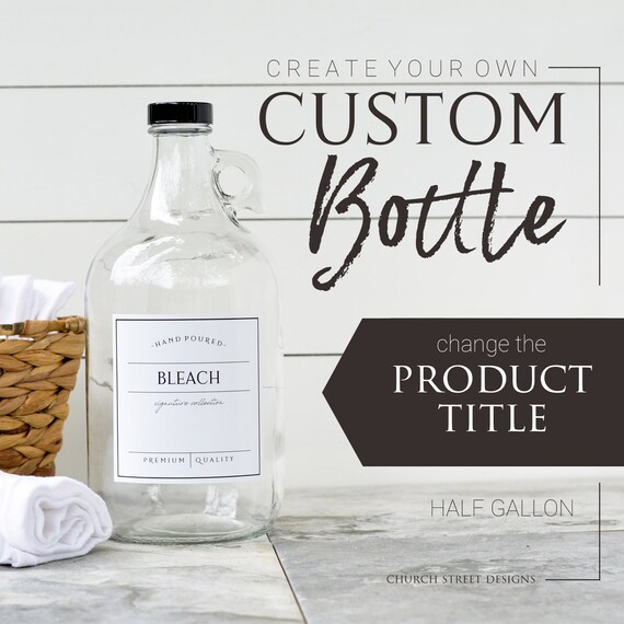 CLEAR 1/2 Gallon Custom Jug - SIGNATURE Style, Create Your Own Bottle -1/2 Gallon Growler w Waterproof Label, Refillable Jug