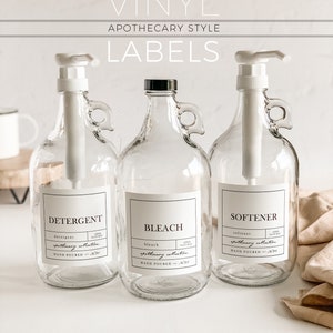 APOTHECARY Labels - Choose a Size - Choose a Label - Waterproof Vinyl Labels - Large Laundry Labels - 1/2 Gallon Jug Labels