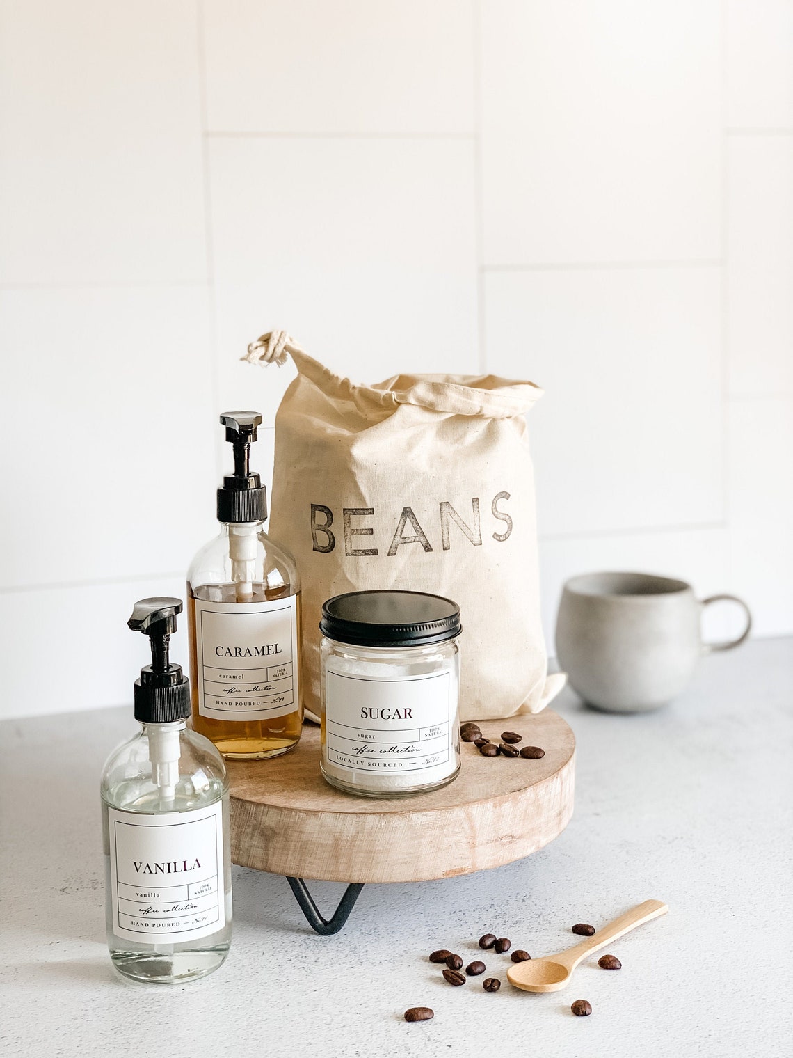 Coffee Gift Set 2 Coffee Syrup Bottles 1 Sugar Jar With Etsy