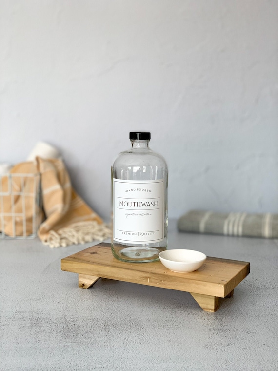 32oz CLEAR Glass Large Mouthwash Bottle Refillable Bottles Etsy