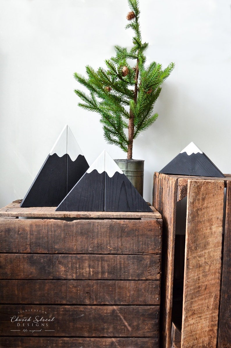 Wooden Mountain Bookends Woodland Nursery Adventure Etsy