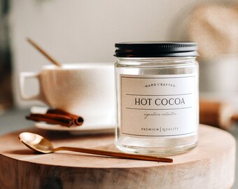 9oz Hot Cocoa Jar - SIGNATURE Style Spice Jar with Waterproof Label - Hot Chocolate Jar