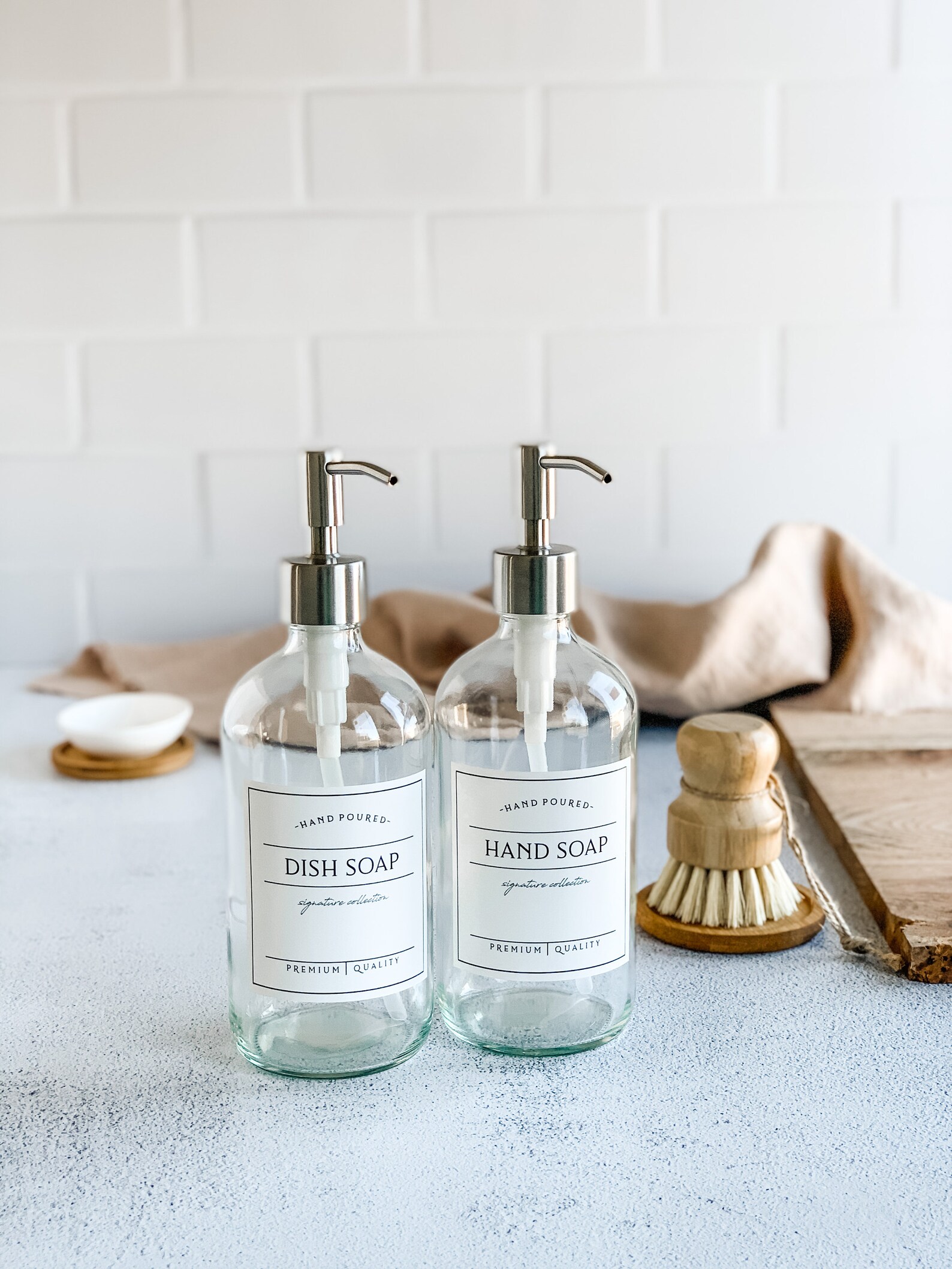 Set of 2 16oz Glass Dish Soap and Hand Soap Set Soap Etsy