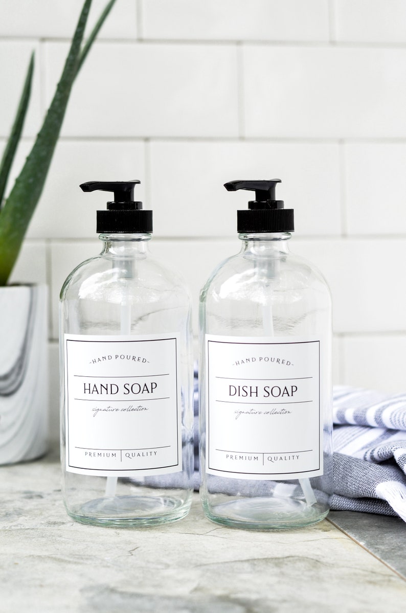 Set of 2 16oz Glass Dish Soap and Hand Soap Combo Soap Etsy