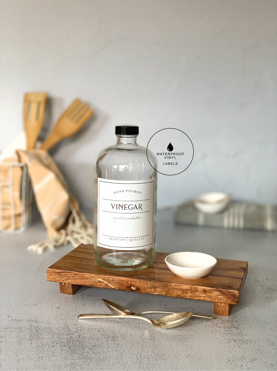 Oil and Vinegar Labels Waterproof and Oilproof Vinyl Labels for Kitchen