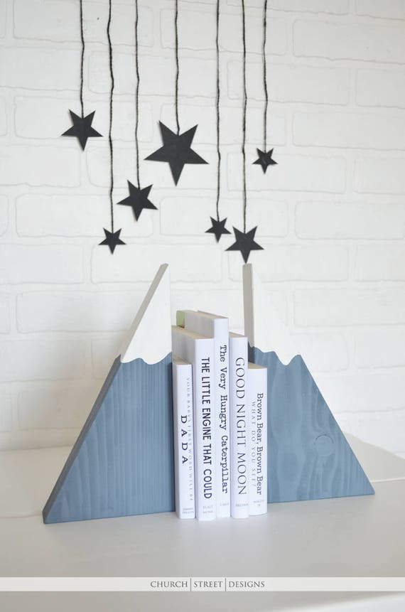 Wooden Mountain Bookends Woodland Nursery Adventure Etsy