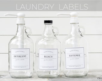 4x4 SIGNATURE style Labels - Waterproof Vinyl Labels- Large Laundry Labels - Detergent, Softener, Bleach Labels - 1/2 Gallon Jug Labels