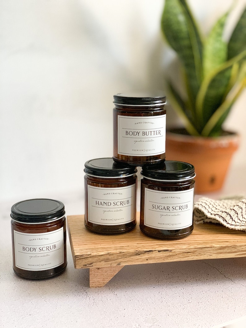 9oz Custom Glass Jar Body Scrub Jars Glass Refillable Etsy