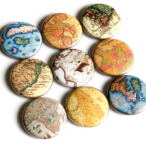 rustic vintage style map fridge magnets pin badge charm cab image 1