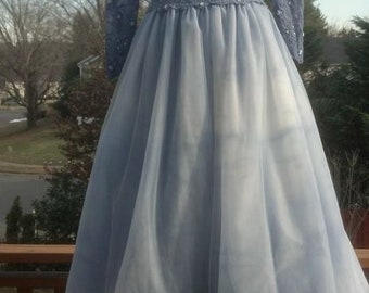 WG177 Hand Dyed Blue Ombre Formal Wedding Gown Sz 14