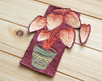 House Plant Embroidered patch, Handmade Embroidery Sew on Patch, House Plant Art, Patch For Denim Jacket, Plant Lady Gift
