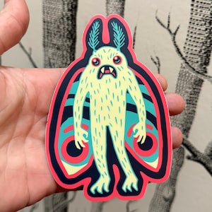 3" x 4.5" Vinyl die cut Mothman Sticker