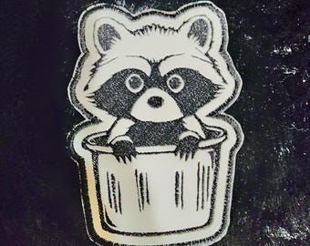Raccoon Patch: Black & White Iron-On Embroidered Trash Panda, Fashionably Twisted