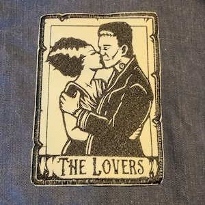 THE LOVERS TAROT Horror Patch Frankenstein&#39;s Bride of Frankenstein Large Iron On Patch