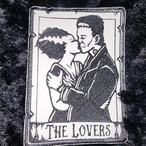 THE LOVERS TAROT, Horror Patch, Frankenstein, Bride of Frankenstein, Large Iron On Patch, Sew On Patch, Fashionably Twisted