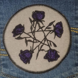 Rose Pentagram Patch, Fashionably Twisted, Gifts Under 20 Dollars, Occult, Wicca, Protection, Free Shipping
