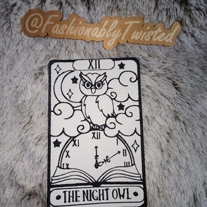 Patch boekthema, The Night Owl-tarotkaartstijl, modieus gedraaid, gratis verzending, leesgrage
