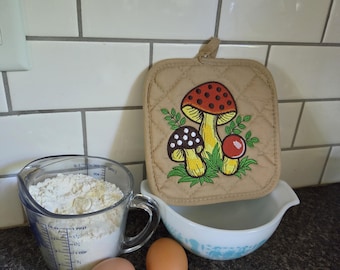 Mushroom Potholder, Kitchen Gifts, Fashionably Twisted Embroidery