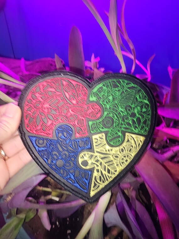 Autism Puzzle Patch Heart-Hands Decorative Iron-On - Multicolor il_fullxfull.6921933399_tgma.jpg main image 4