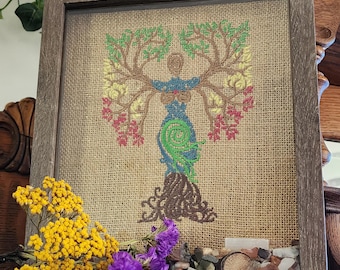 GAIA, Tree of Life, Goddess, Metaphysical Decor, Cottage Core, Wiccan, Pagan Art, Mother's Day Gift, Earth Day